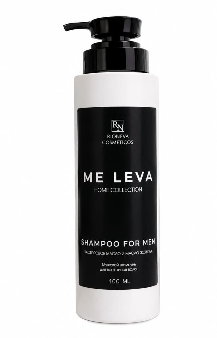 ME LEVA home collection Шампунь мужской (Shampoo for men) для всех типов волос касторовое масло и масло жожоба 400ml